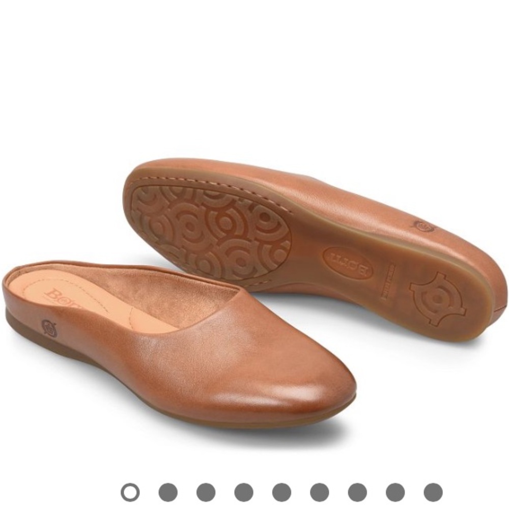 BORN Bryar Tan Terra Soft Italian Leather Comfort Slip On Mules Slides Size 11